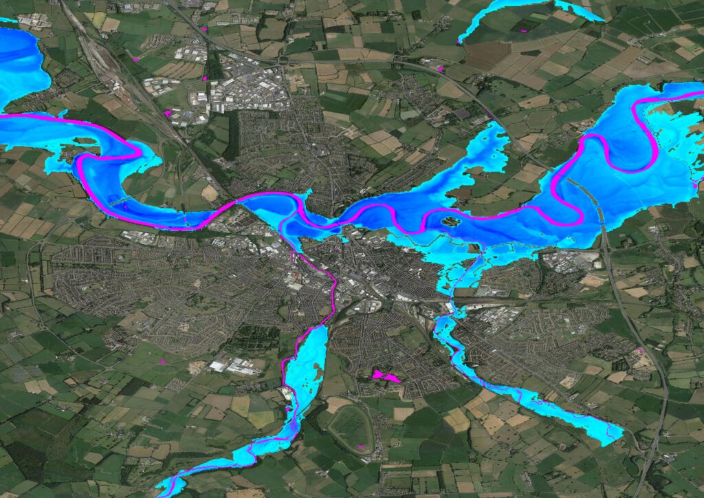 Fathom's UK Flood Map - Carlisle fluvial defended flood simulation