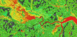 Flood map showing Fathom's Risk Scores